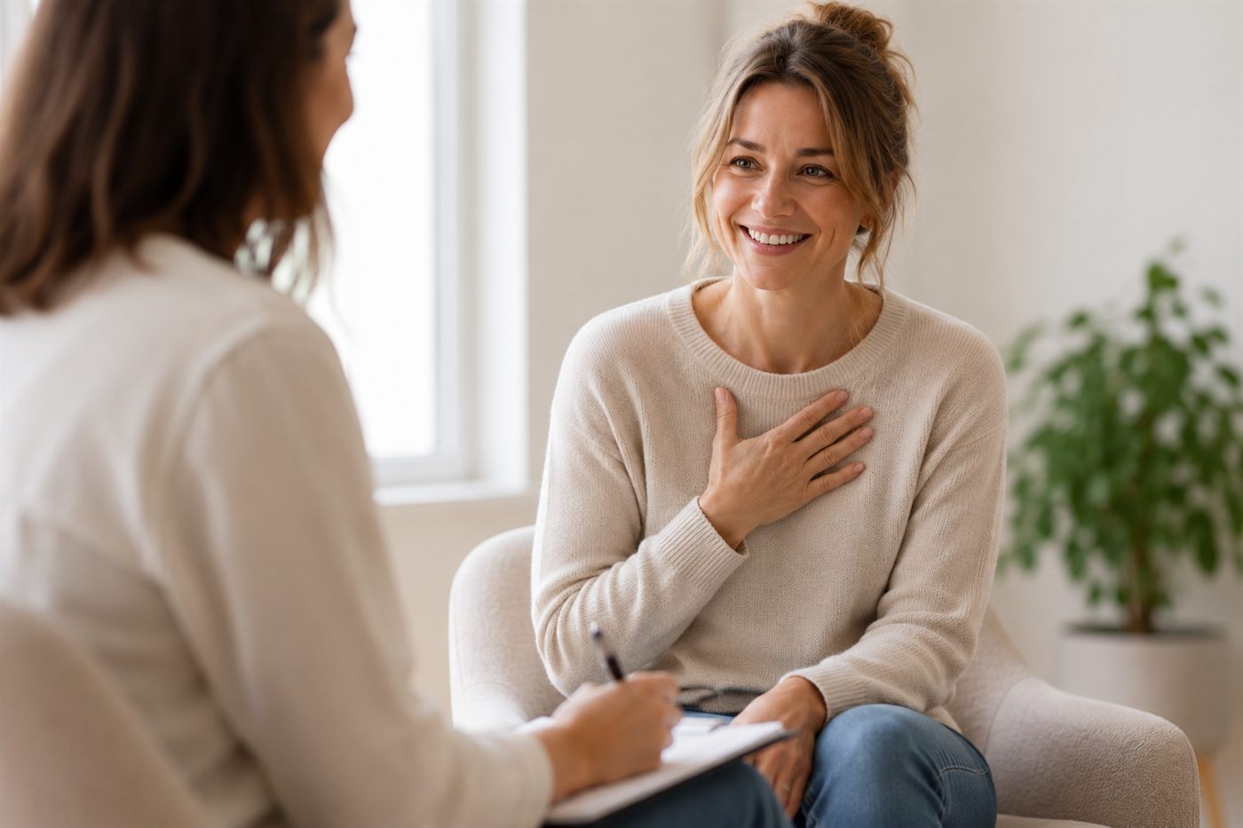 Cliënt in gesprek met een behandelaar van Lichtpunt